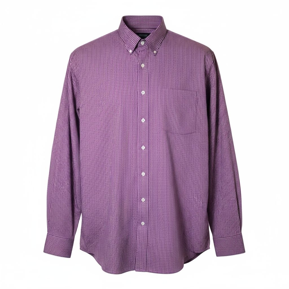 Kenneth Cole Reaction Men’s Purple Plaid Long Sleeve Button-Up Shirt Size XXL